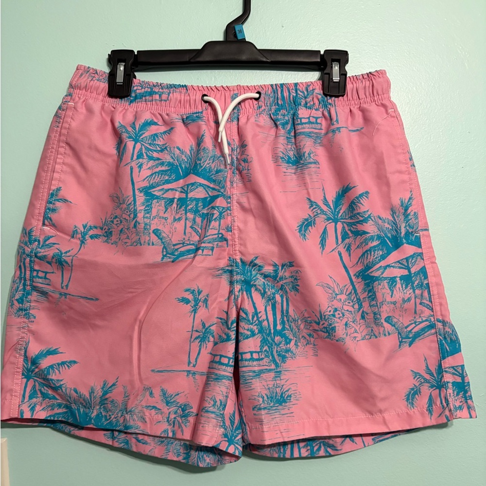 Pink and Blue Tropical Swim Shorts